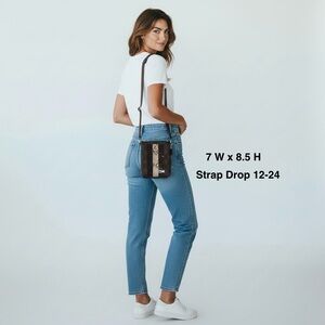 VTG Coach 2006 Hamptons 10266 Python Stripe Crossbody Swingpack Brown Y2K EUC